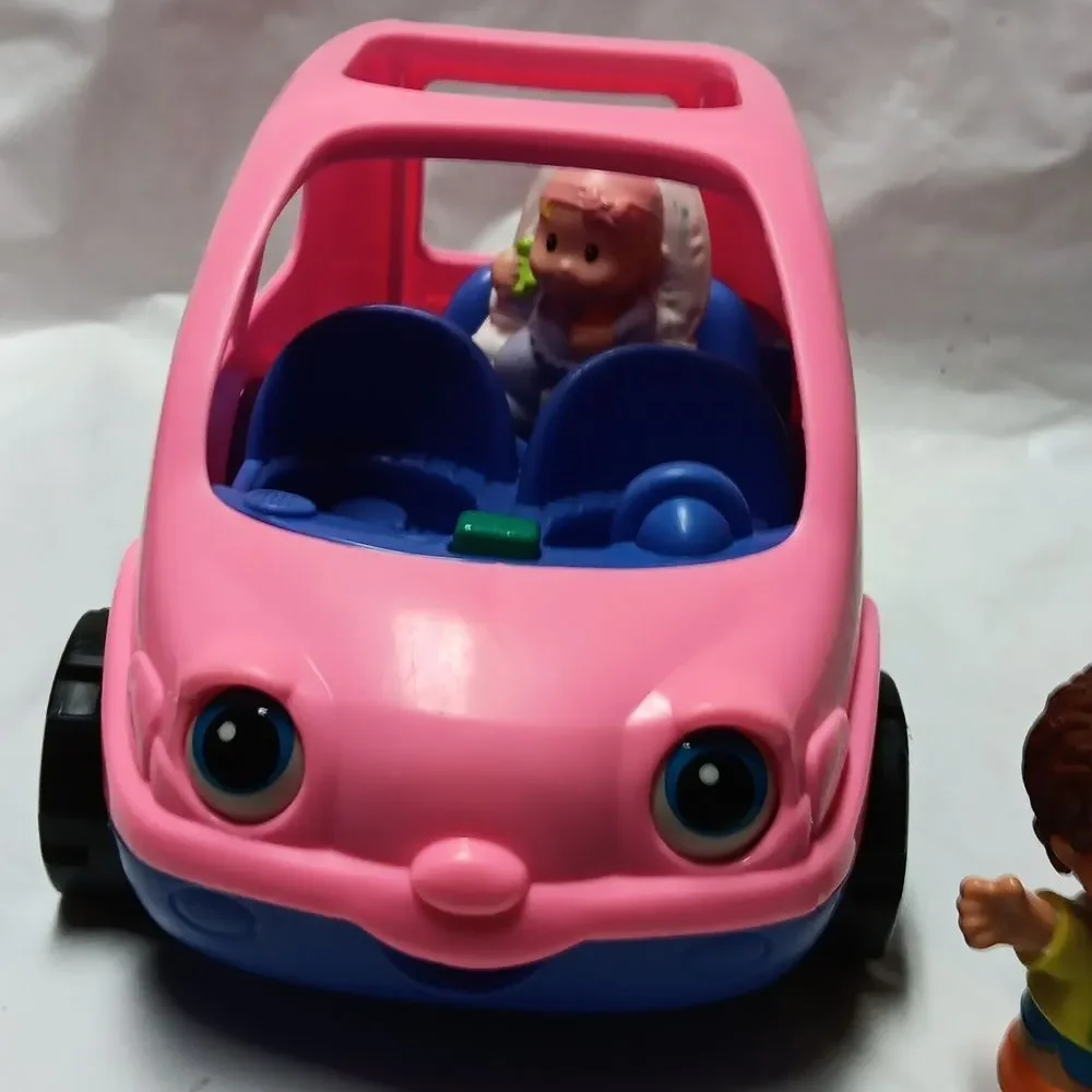 Fisher Price-Little People Pink and Blue Toy Car with Figures